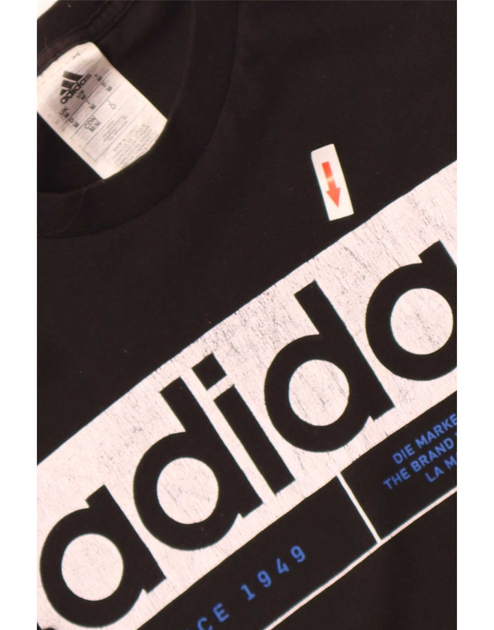 Adidas Mens Three Stripes Graphic T-Shirt Top Medium Black Cotton