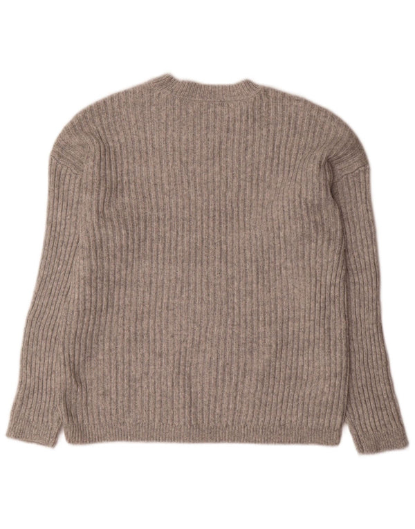 Marks & Spencer Womens Crew Neck Jumper Sweater UK 12 Medium Grey Polyester