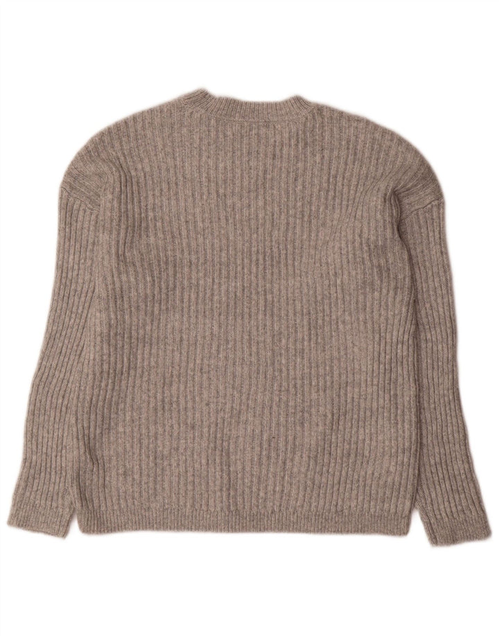 Marks & Spencer Womens Crew Neck Jumper Sweater UK 12 Medium Grey Polyester