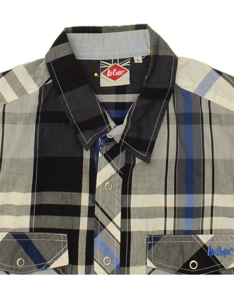 LEE COOPER Mens Short Sleeve Shirt Large Grey Check Cotton Vintage Lee Cooper and Second-Hand Lee Cooper from Messina Hembry 