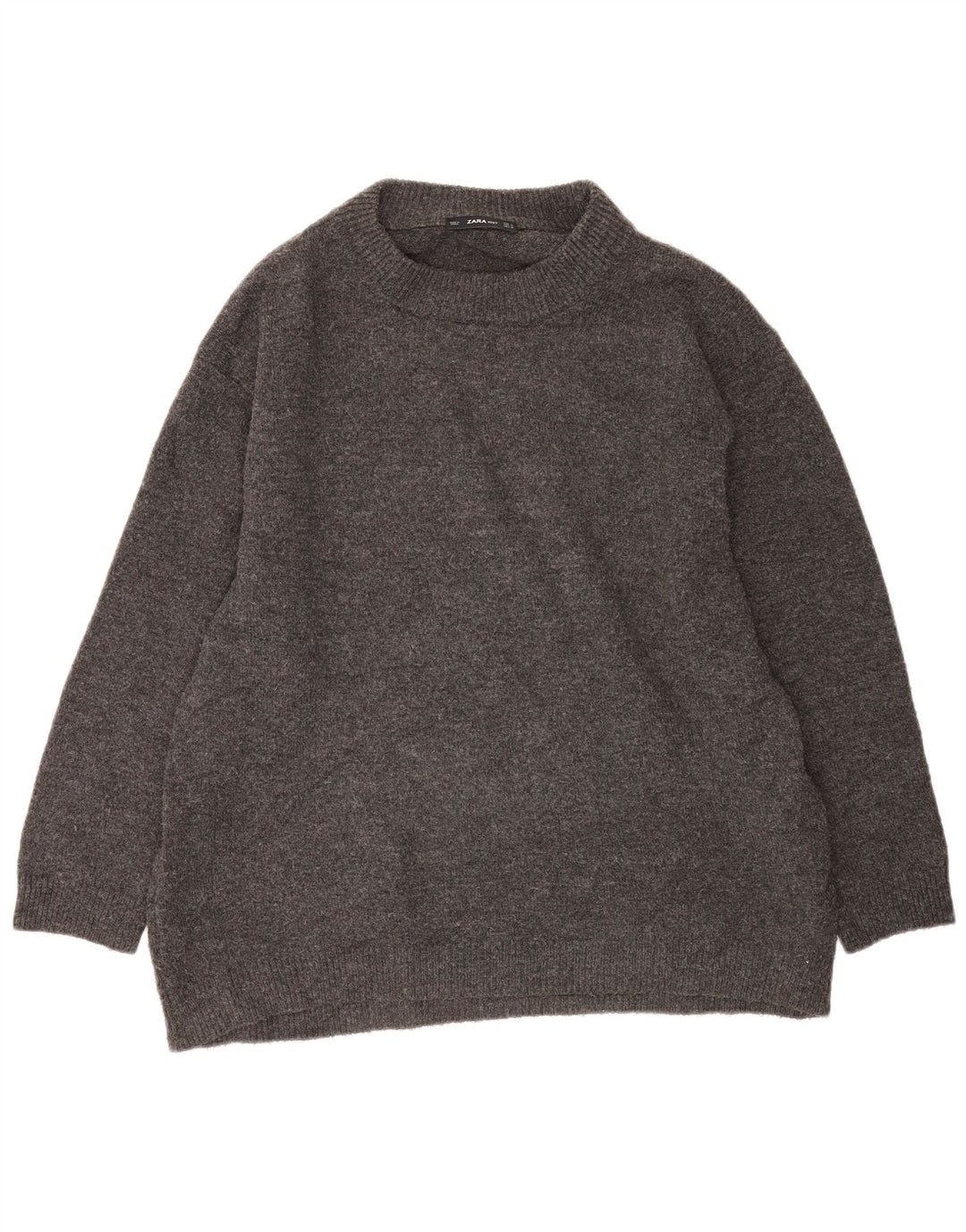 Zara Womens Oversized Crew Neck Jumper Sweater UK 14 Medium Grey