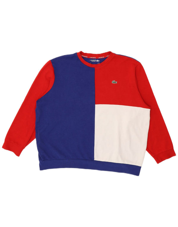 Lacoste Mens Sweatshirt Jumper Size 7 2XL Blue Colourblock Cotton