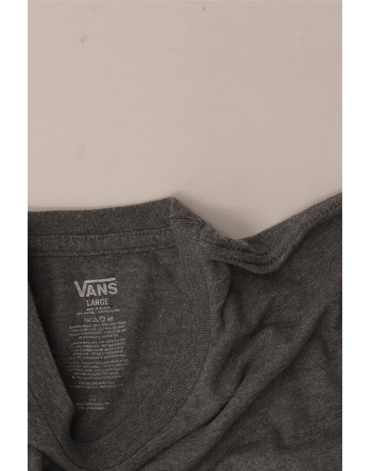 Vans Mens Graphic T-Shirt Top Large Grey Flecked Cotton