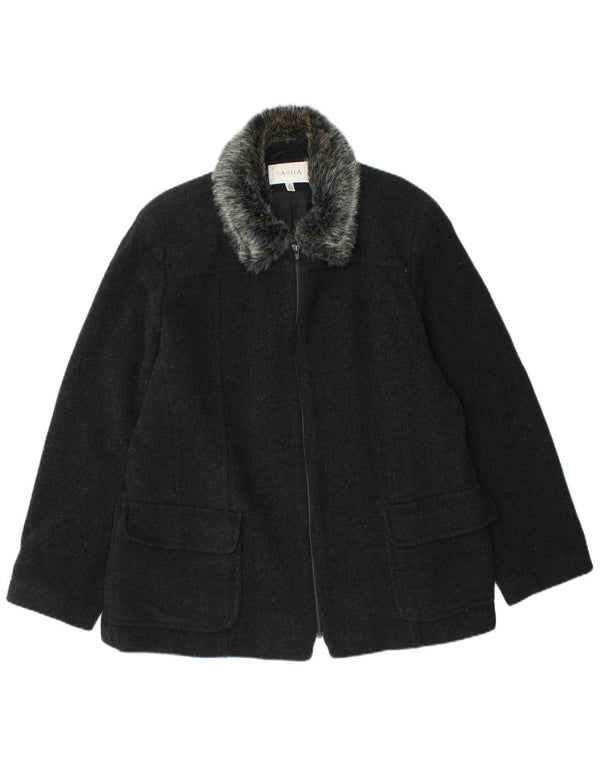 Sasha Womens Bomber Jacket UK 16 Large Black Wool