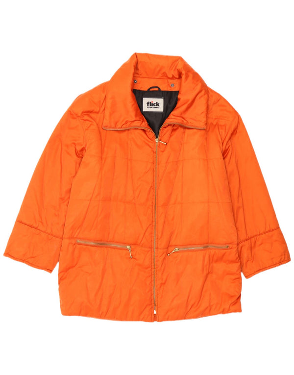 Vintage Womens Oversized Padded Jacket UK 14 Large Orange Cotton