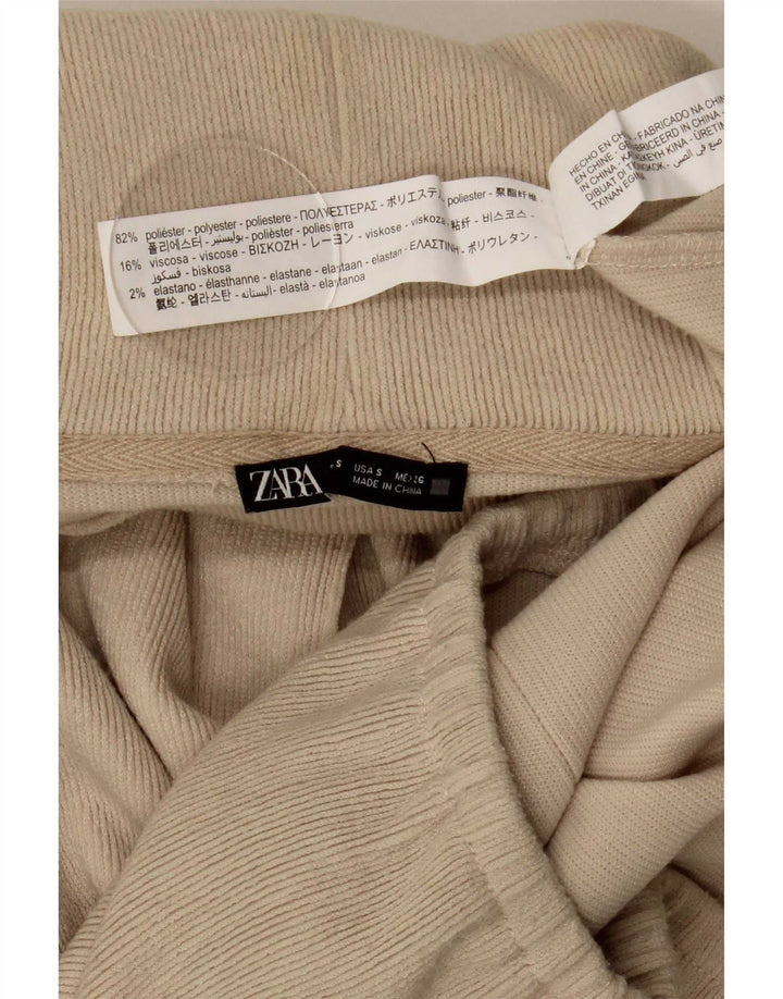Zara Womens Oversized Roll Neck Jumper Sweater UK 10 Small Beige Polyester