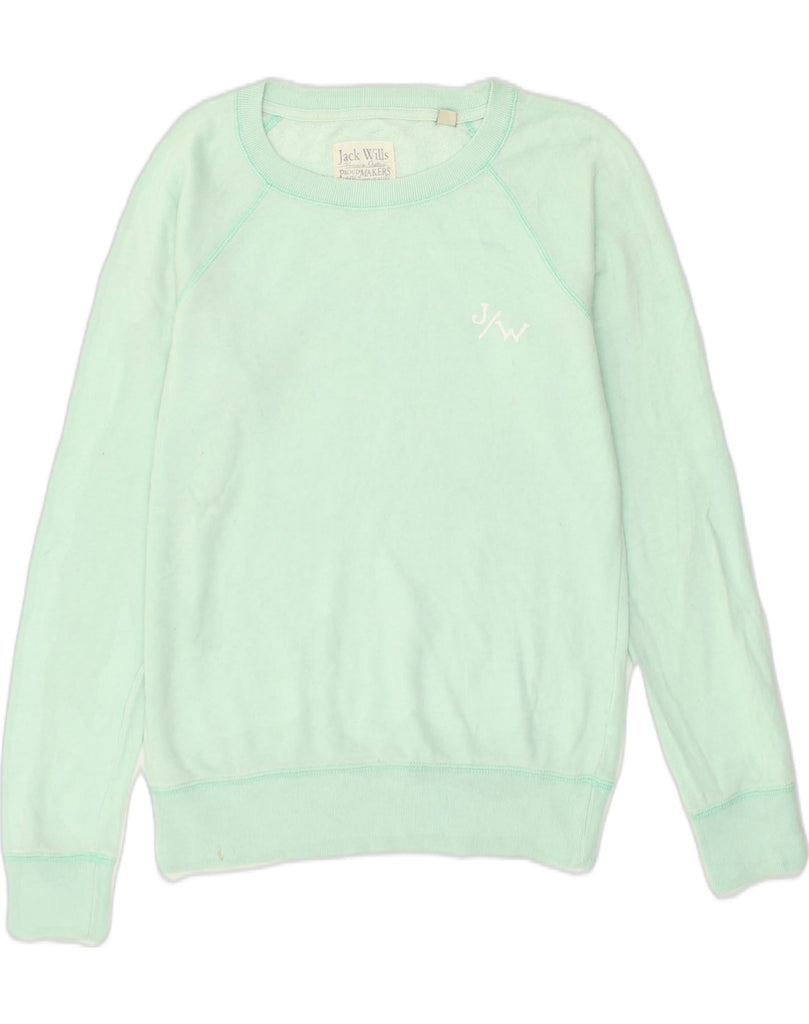 JACK WILLS Womens Sweatshirt Jumper UK 10 Small Green Cotton | Vintage Jack Wills | Thrift | Second-Hand Jack Wills | Used Clothing | Messina Hembry 