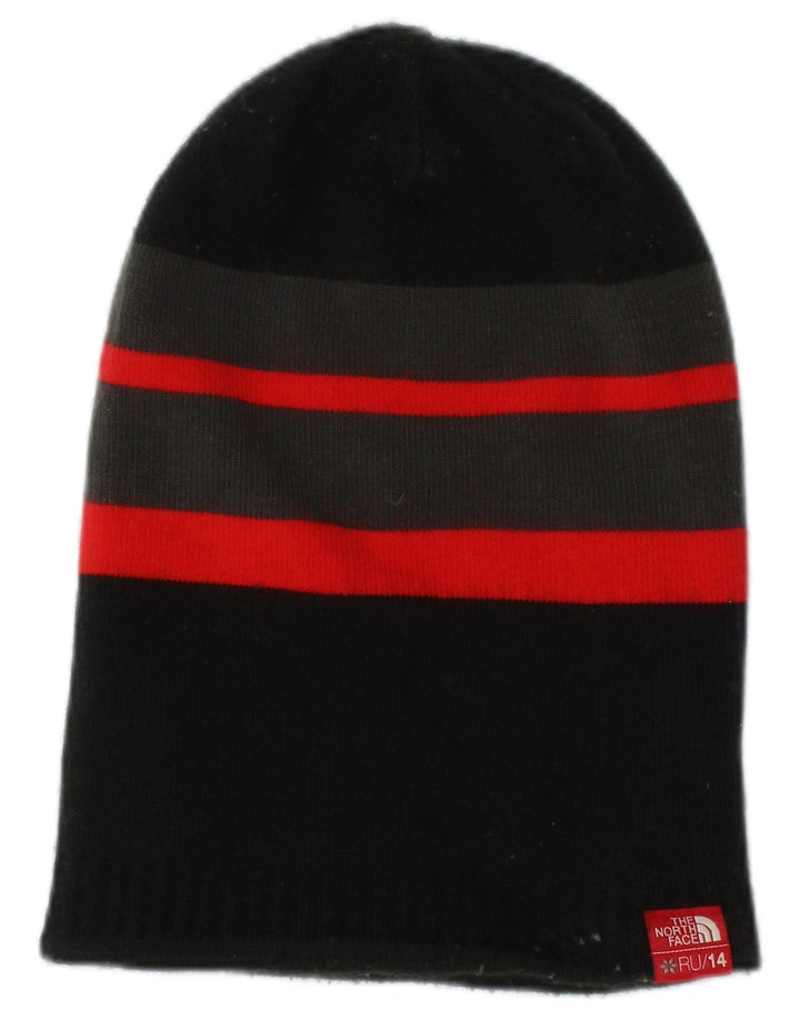 The North Face Mens Knit Beanie Hat One Size Black Striped Acrylic