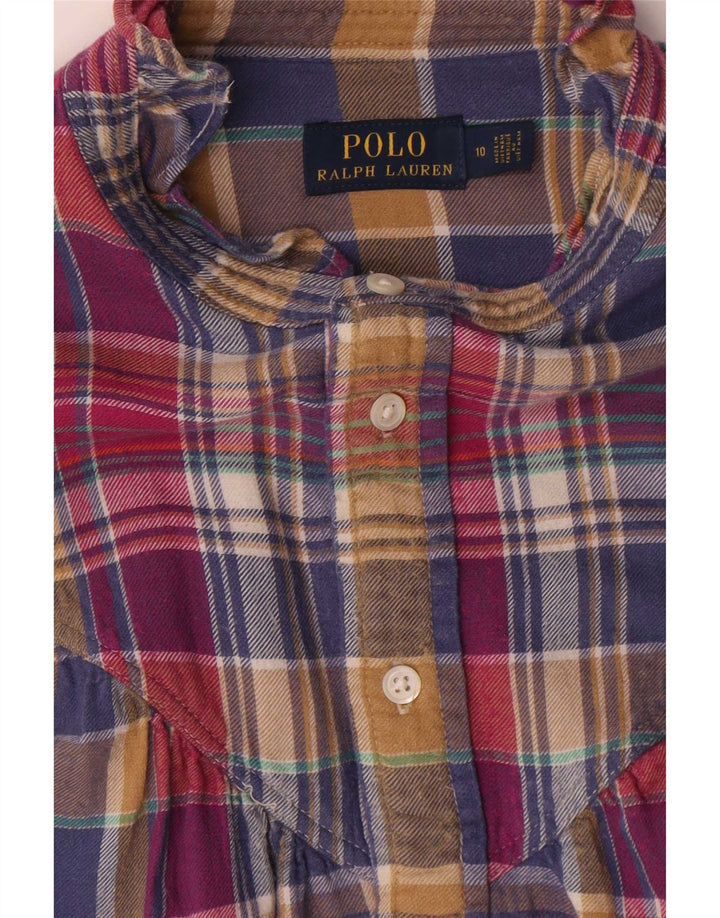 Polo Ralph Lauren Womens Ruffle Front Shirt US 10 Large Multicoloured Check