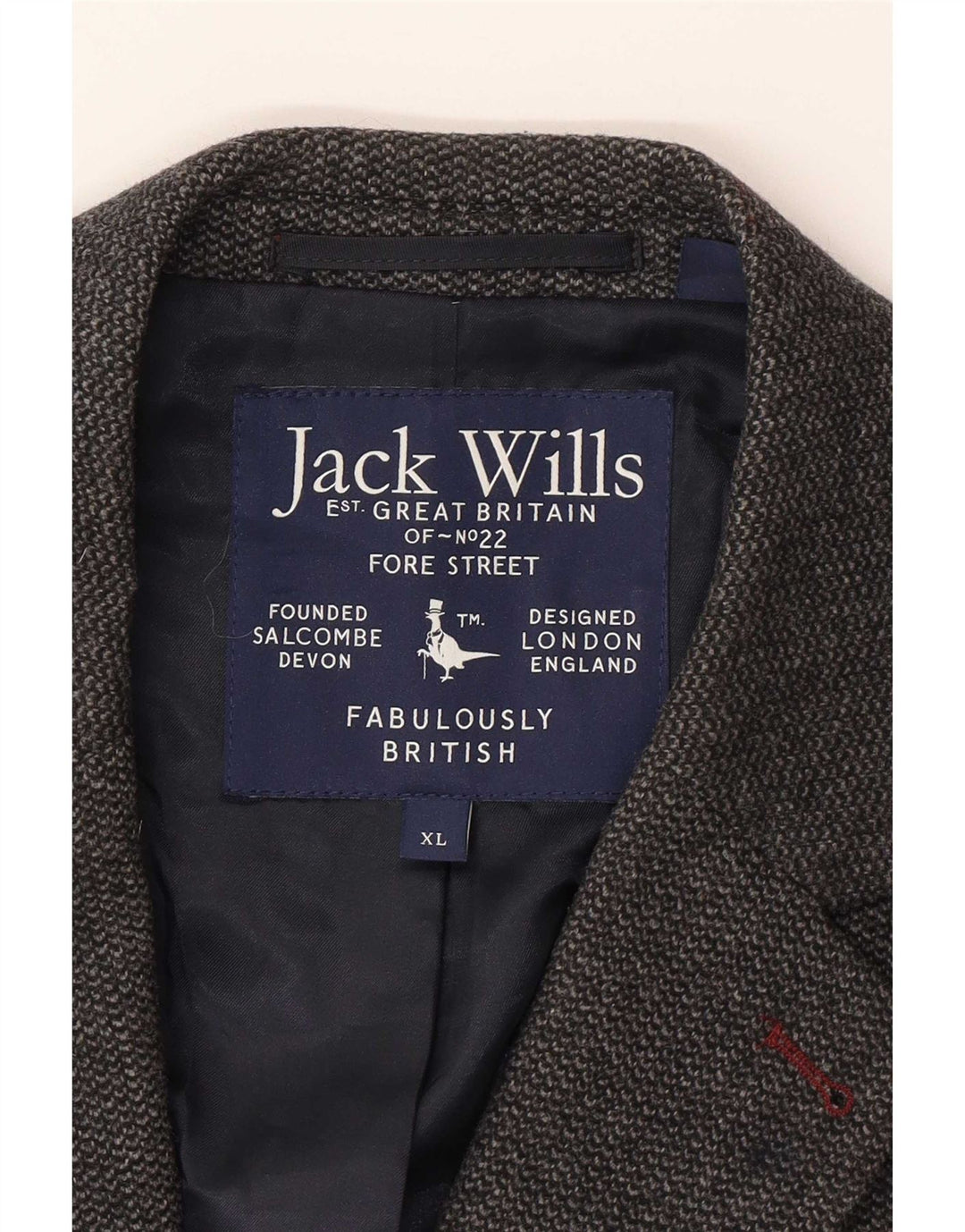 Jack Wills Mens 2 Button Blazer Jacket UK 42 XL Grey Wool