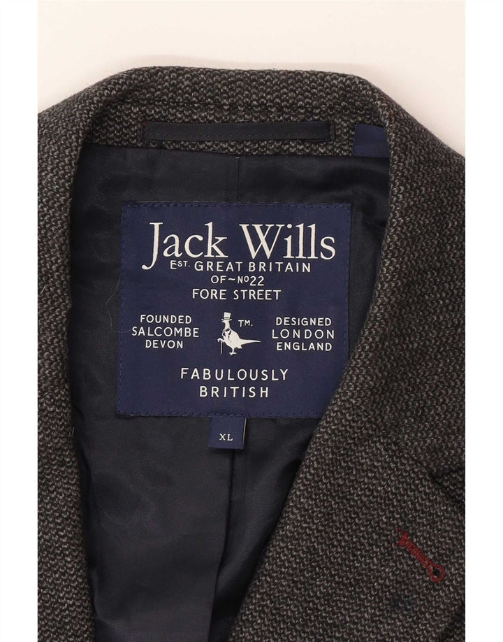 Jack Wills Mens 2 Button Blazer Jacket UK 42 XL Grey Wool
