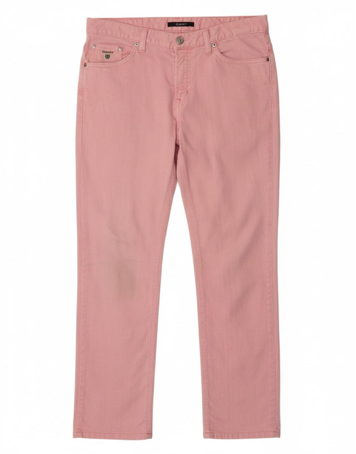 GANT Womens Dawn Regular Fit Straight Casual Trousers W29 L32 Pink Cotton