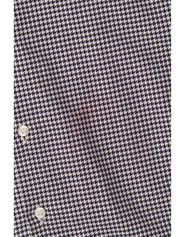 Calvin Klein Mens Shirt Size 38 15 Medium Navy Blue Houndstooth Designer