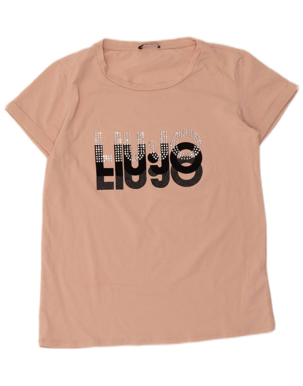 Liu Jo Womens Graphic T-Shirt Top UK 10 Small Pink Cotton