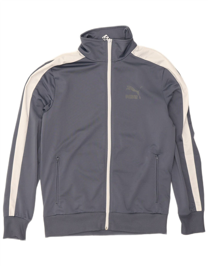 Puma Mens Tracksuit Top Jacket Medium Navy Blue Colourblock Polyester
