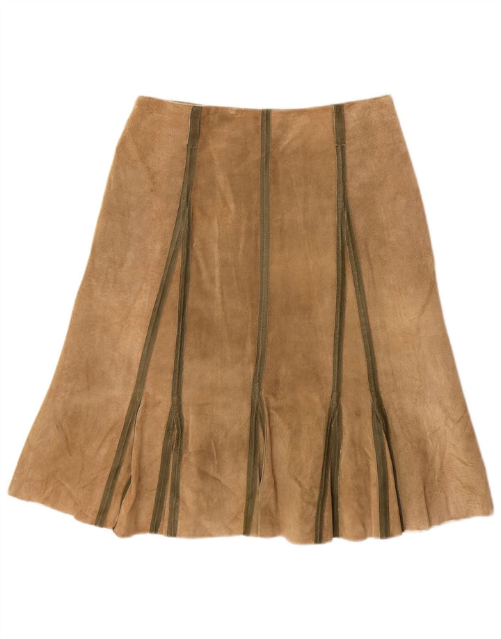 Promod Womens Suede A-Line Skirt UK 8 Small W28  Beige Leather