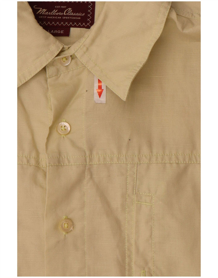 Marlboro Classics Mens Short Sleeve Shirt Large Yellow