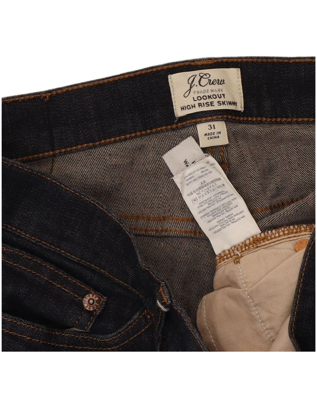 J. CREW Womens Lookout High Rise Skinny Jeans W31 L28 Navy Blue Cotton