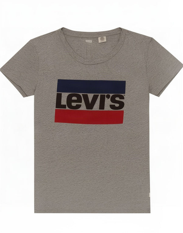 Levi's Womens Graphic T-Shirt Top UK 6 XS Grey Cotton