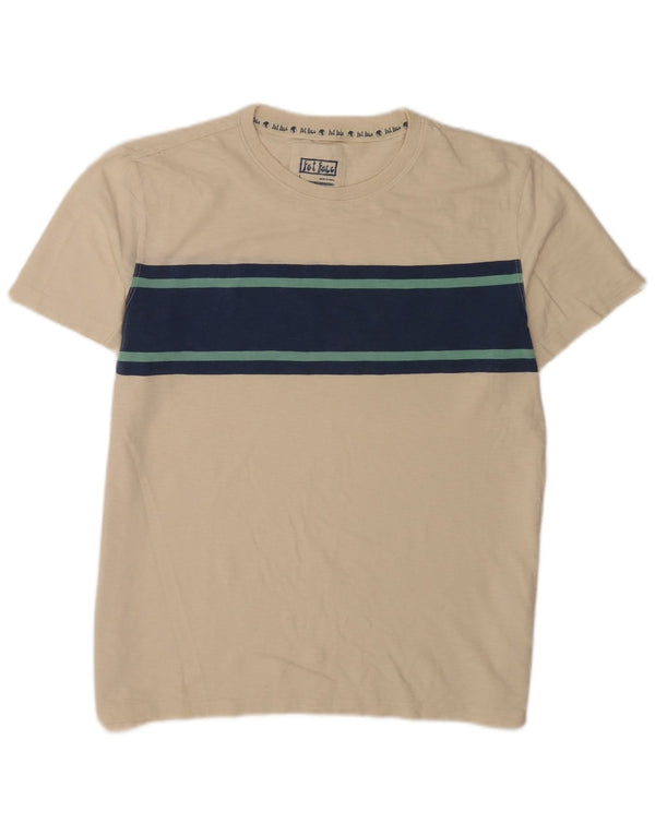 Fat Face Mens T-Shirt Top Large Beige Colourblock Cotton