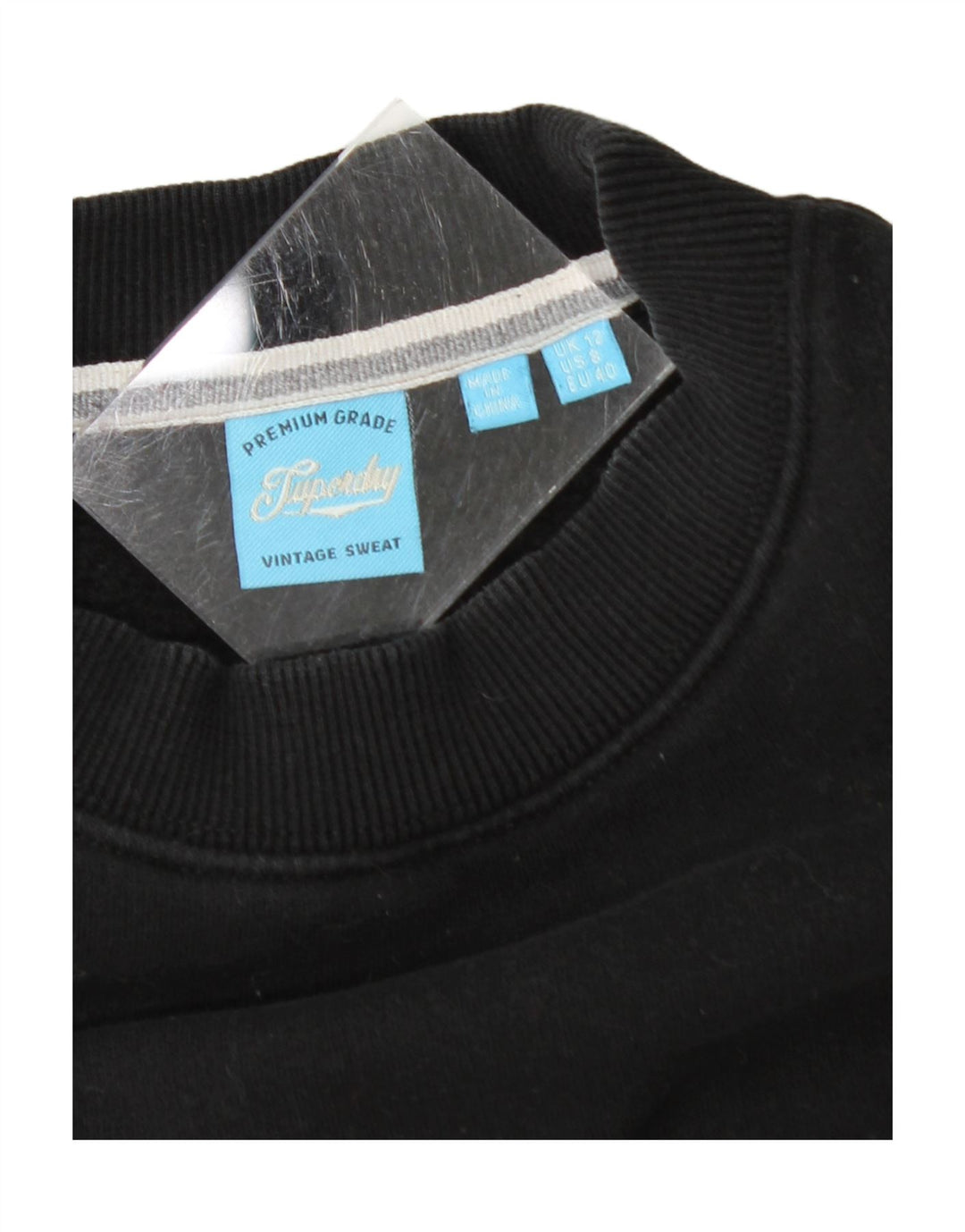 SUPERDRY Womens Oversized Sweatshirt Jumper UK 12 Medium Black Cotton Vintage Superdry and Second-Hand Superdry from Messina Hembry 