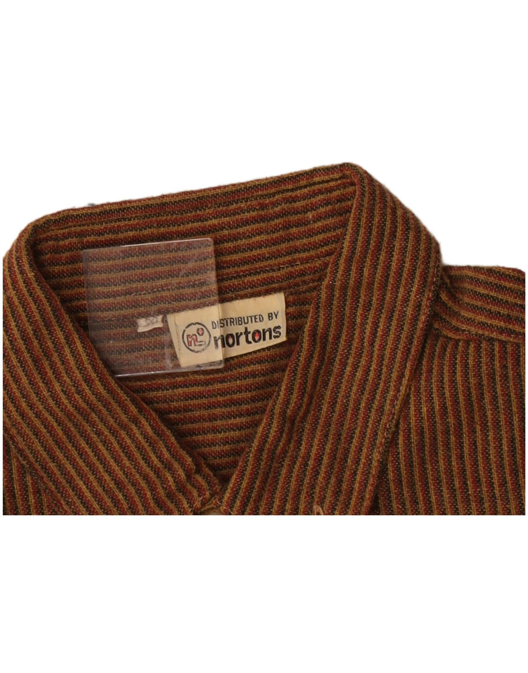 NORTONS Mens Flannel Shirt IT 50 Medium Brown Pinstripe