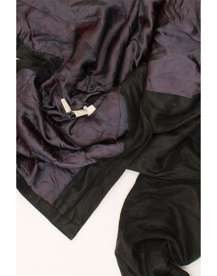 VINTAGE Womens Leather Coat UK 12 Medium Black Vintage Vintage and Second-Hand Vintage from Messina Hembry 