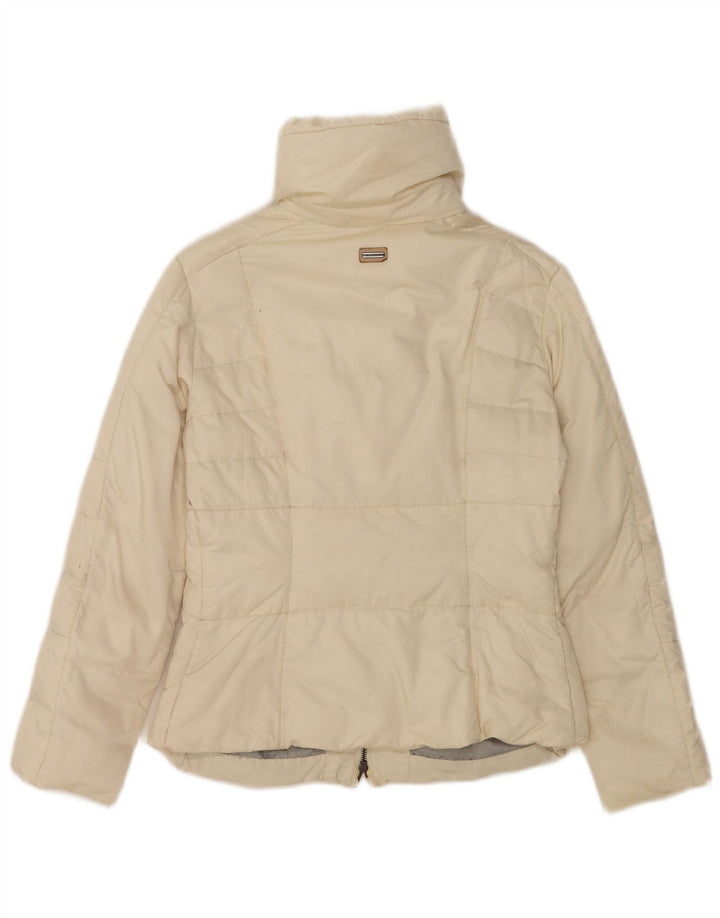 Trussardi Womens Padded Jacket IT 46 Large Off White Cotton