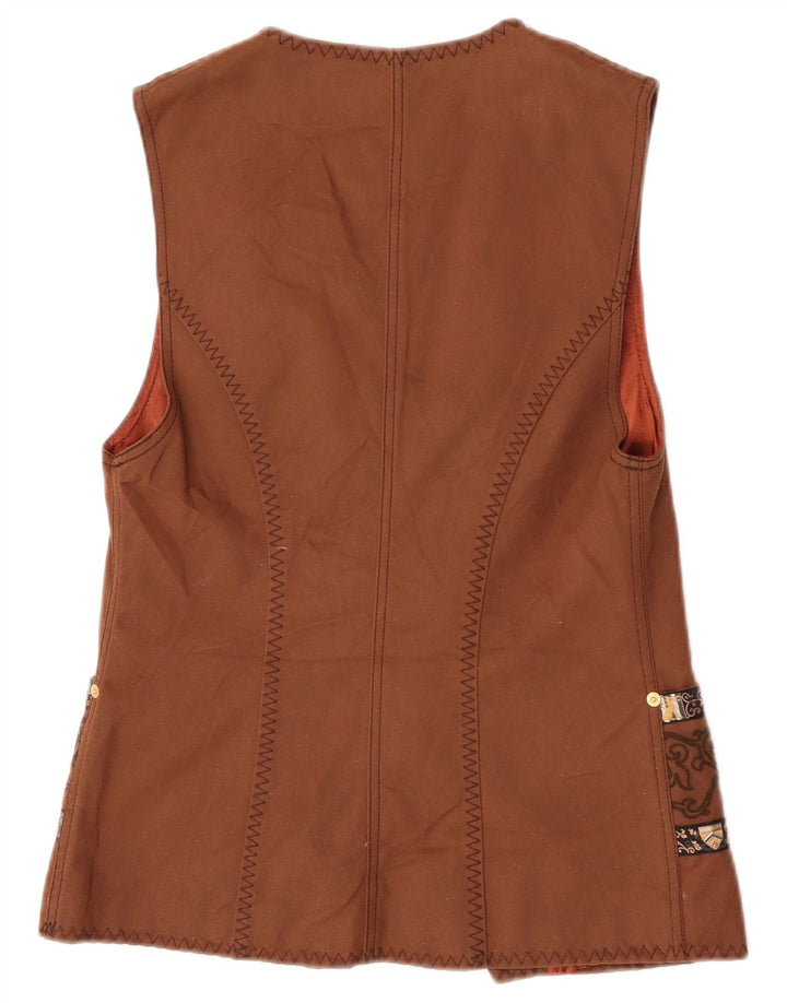 Roccobarocco Womens Gilet IT 40 Small Brown Paisley Cotton