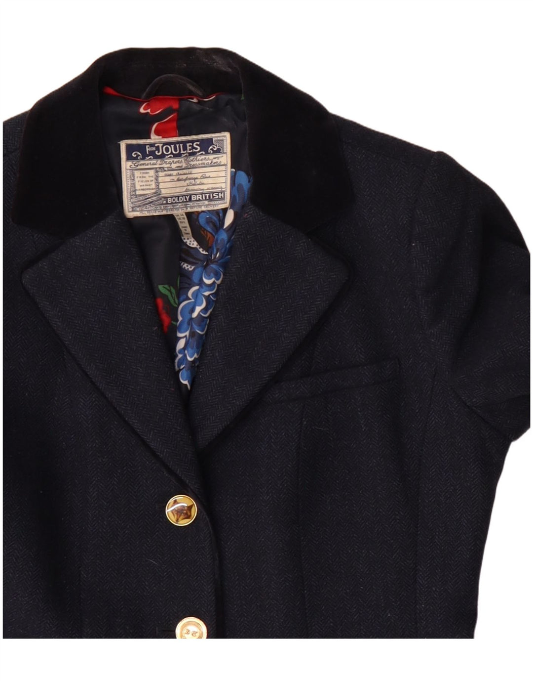 Joules Womens 3 Button Blazer Jacket UK 14 Large Navy Blue Wool