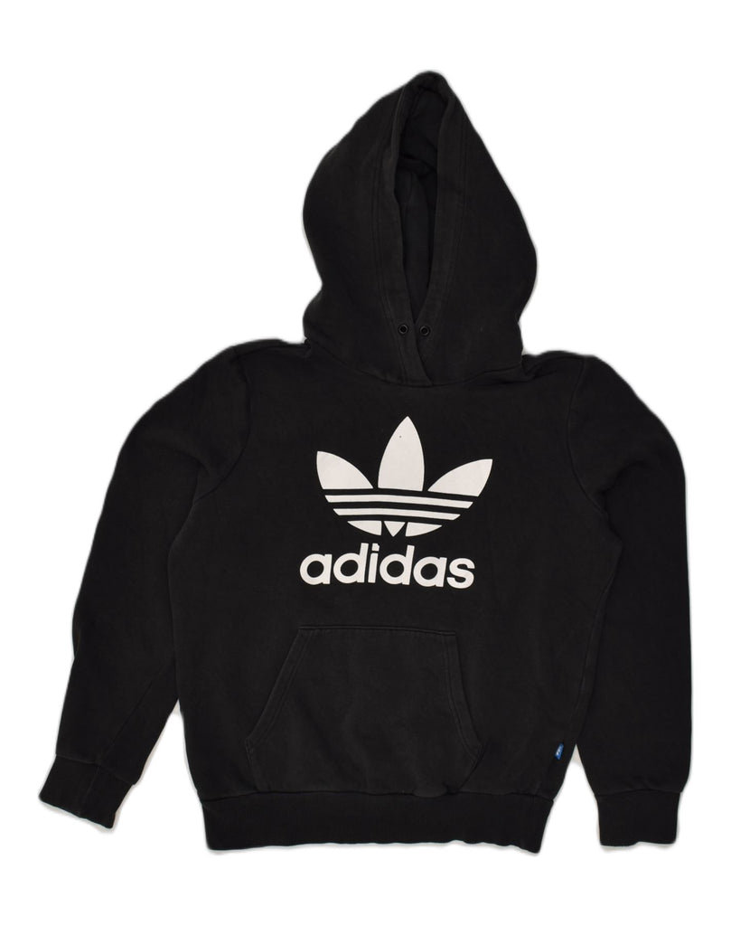 ADIDAS Womens Graphic Hoodie Jumper UK 10 Small Black Cotton | Vintage Adidas | Thrift | Second-Hand Adidas | Used Clothing | Messina Hembry 