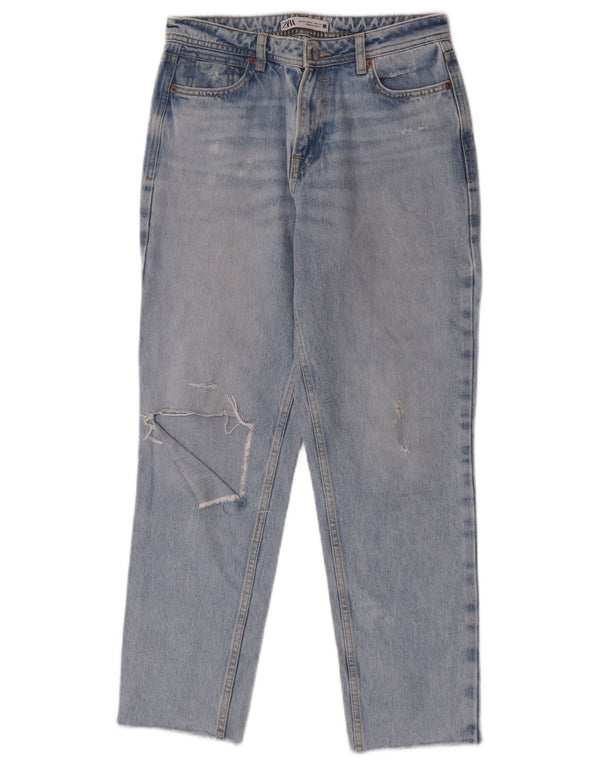 Zara Womens Distressed High Waist Jeans EU 34 2XS W24 L27 Blue Cotton