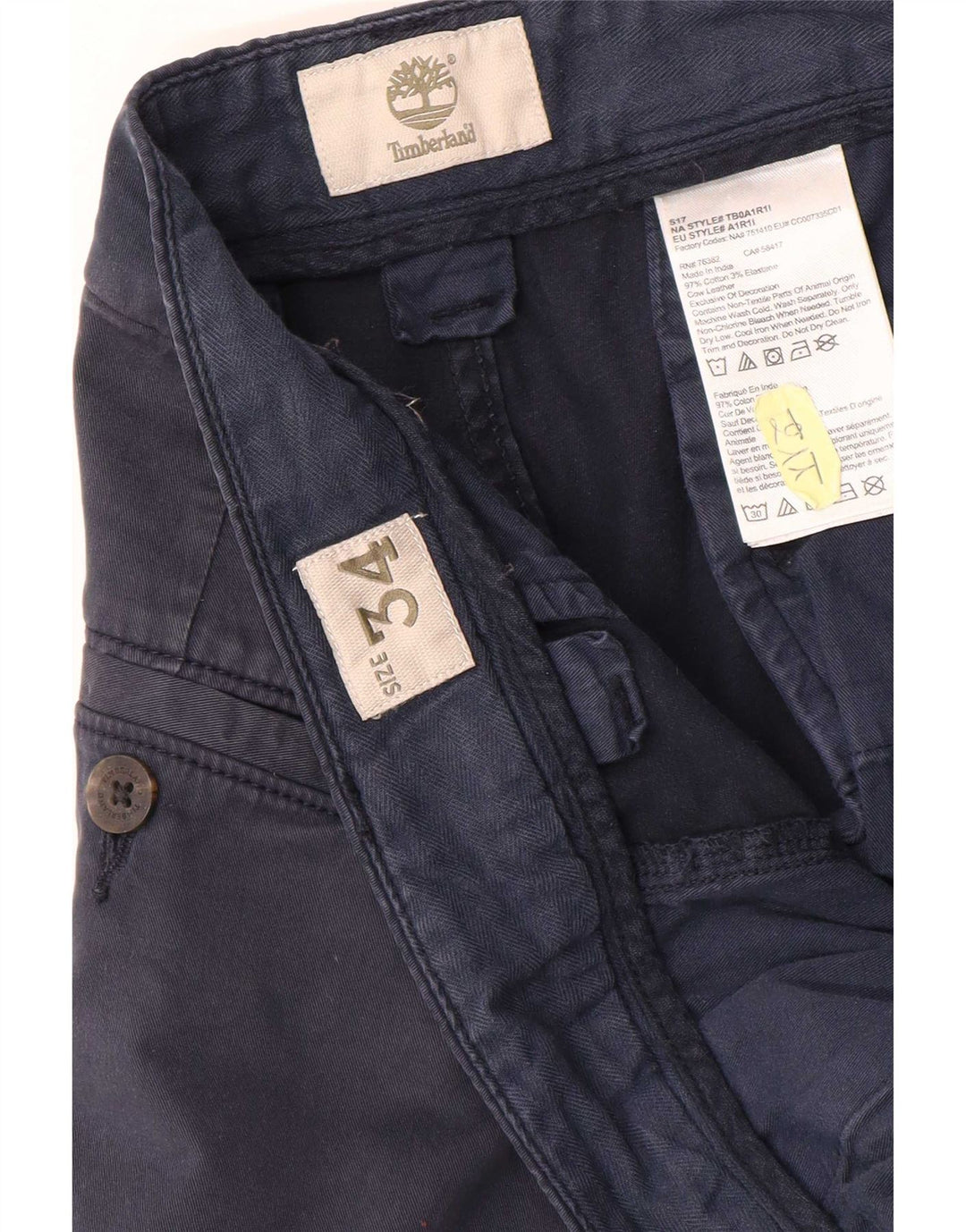 Timberland Mens Chino Shorts W34 Large Navy Blue Cotton