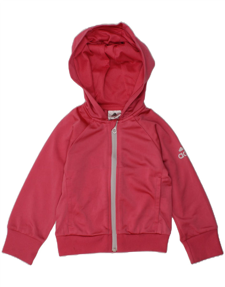 ADIDAS Girls Graphic Zip Hoodie Sweater 2-3 Years Pink Polyester | Vintage Adidas | Thrift | Second-Hand Adidas | Used Clothing | Messina Hembry 