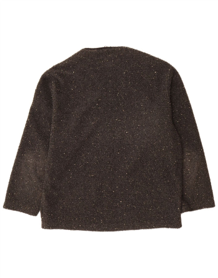 Vintage Womens Cardigan Sweater UK 18 XL Grey Flecked Polyester