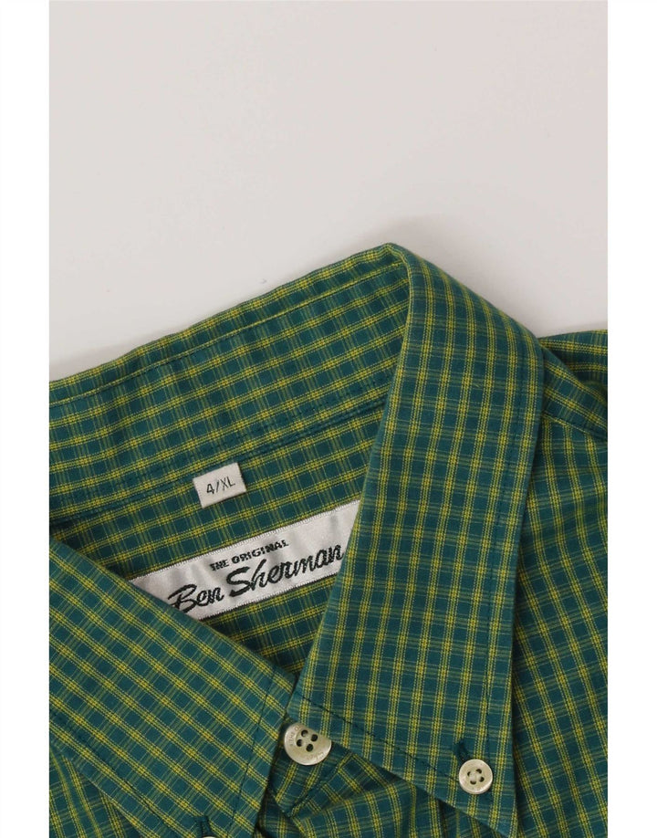 Ben Sherman Mens Shirt 4XL Green Gingham