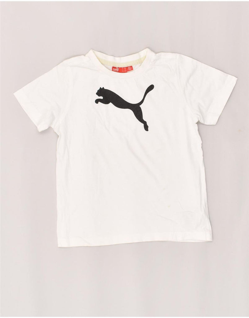 PUMA Boys Graphic T-Shirt Top 7-8 Years Small White Cotton | Vintage Puma | Thrift | Second-Hand Puma | Used Clothing | Messina Hembry 