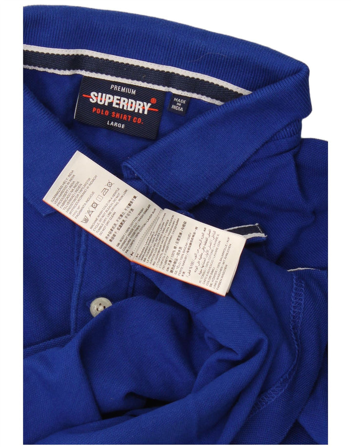 Superdry Mens Graphic Polo Shirt Large Navy Blue Cotton