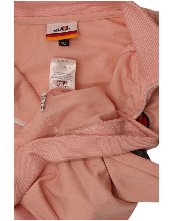 Ellesse Womens Crop Tracksuit Top Jacket UK 10 Small Pink Striped Polyester