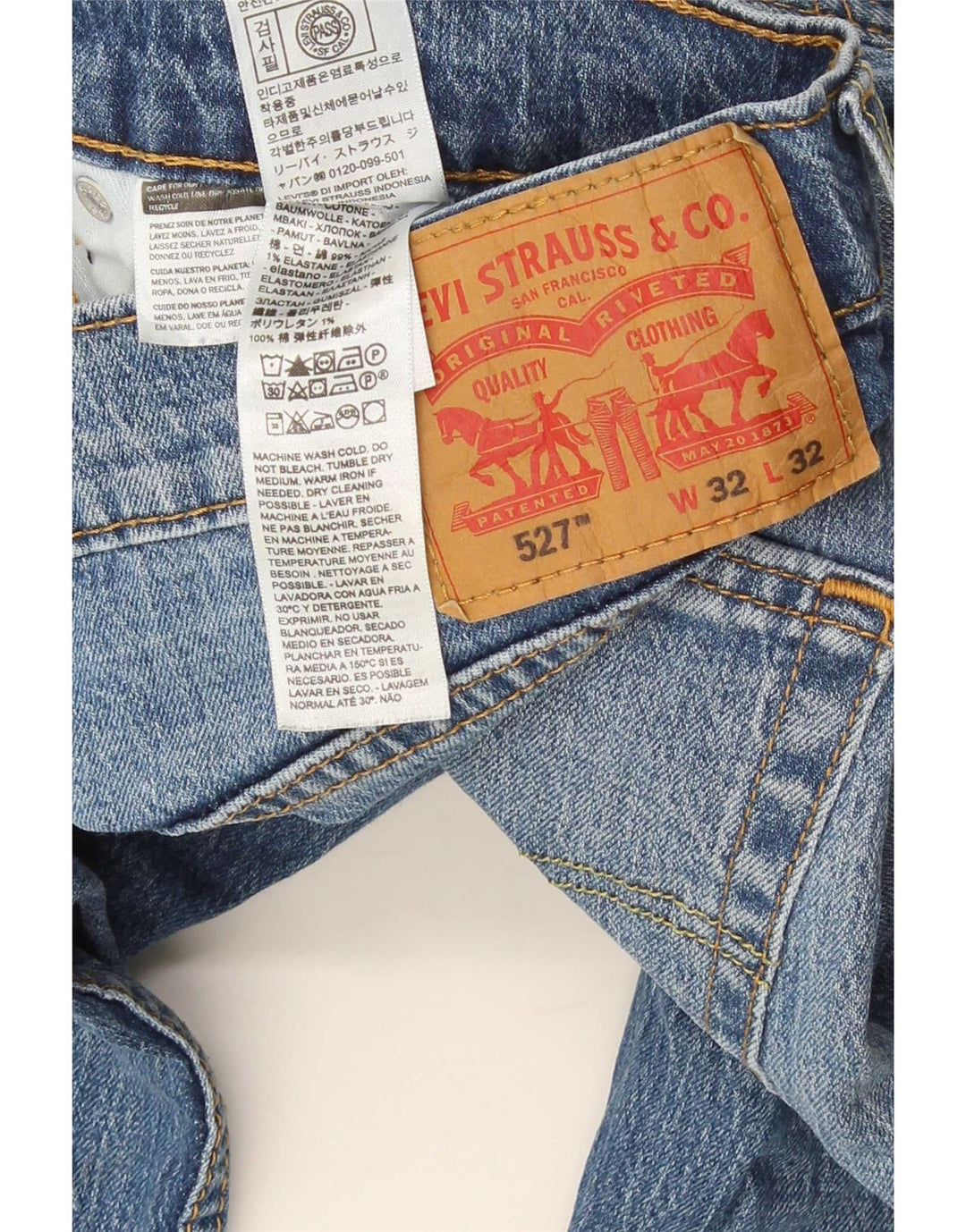 Levi's Mens 527 Slim Bootcut Jeans W32 L32 Blue Cotton