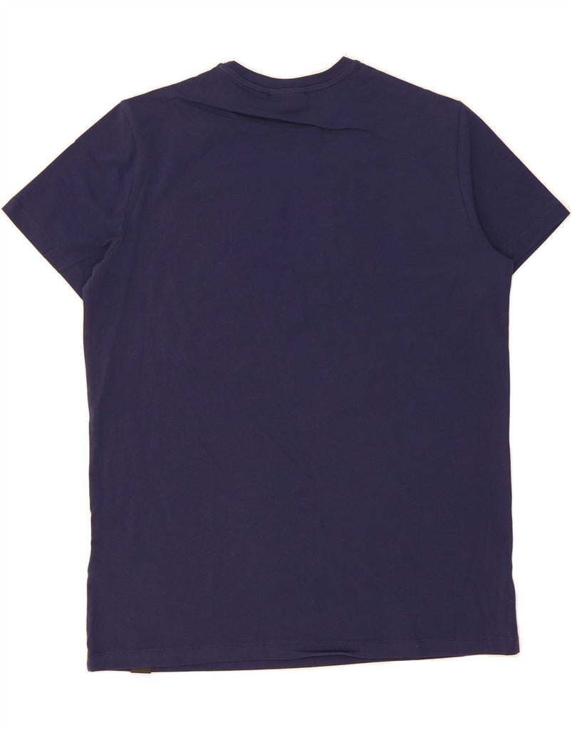 ARMANI Mens Graphic T-Shirt Top XL Navy Blue Cotton Vintage Armani and Second-Hand Armani from Messina Hembry 