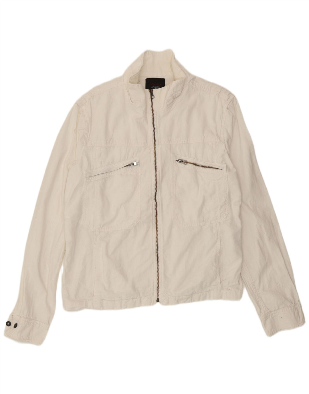 Zara Mens Utility Jacket UK 42 XL White Polyester