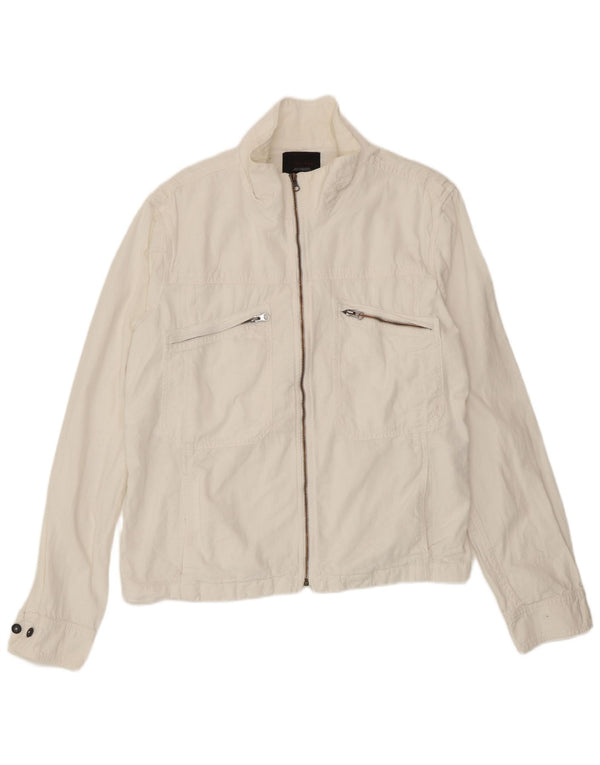 Zara Mens Utility Jacket UK 42 XL White Polyester