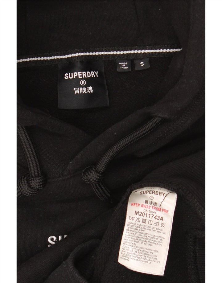 SUPERDRY Mens Loose Fit Hoodie Jumper Small Black Cotton