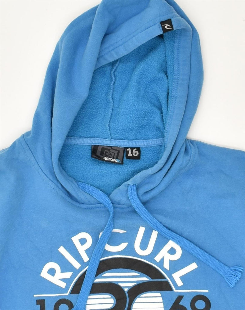 RIP CURL Boys Graphic Hoodie Jumper 15-16 Years Blue Cotton | Vintage Rip Curl | Thrift | Second-Hand Rip Curl | Used Clothing | Messina Hembry 