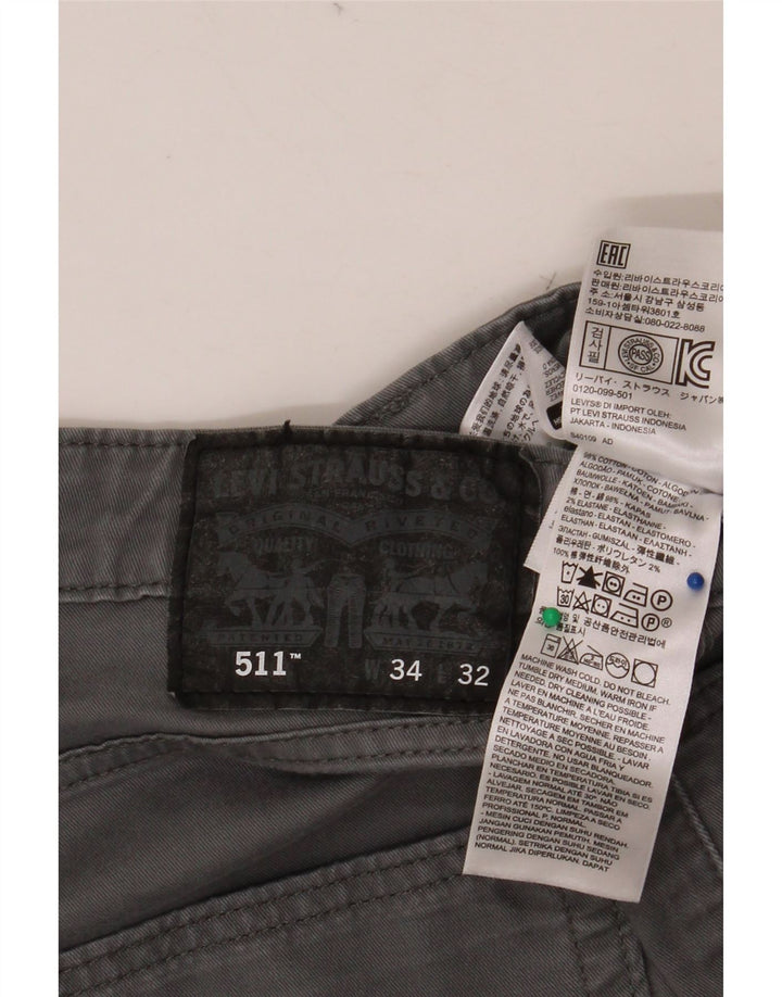 LEVI'S Mens 511 Slim Chino Trousers W34 L32 Grey Cotton