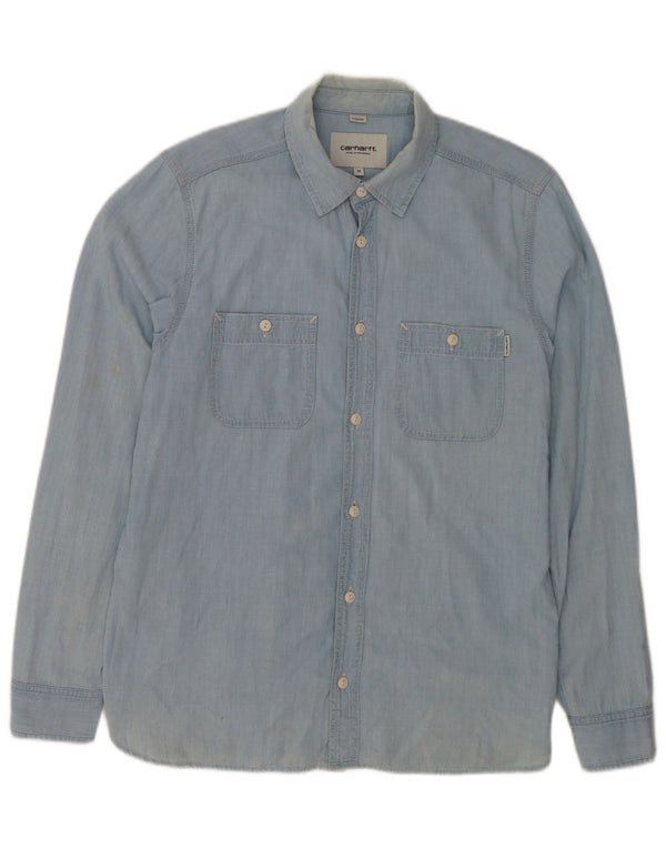 Carhartt Mens Regular Fit Shirt Medium Blue Cotton