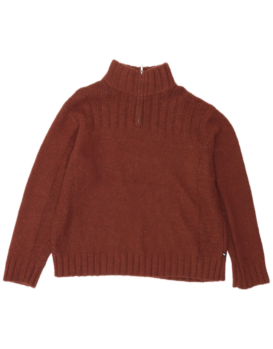 Marks & Spencer Mens Zip Neck Jumper Sweater XL Brown Acrylic