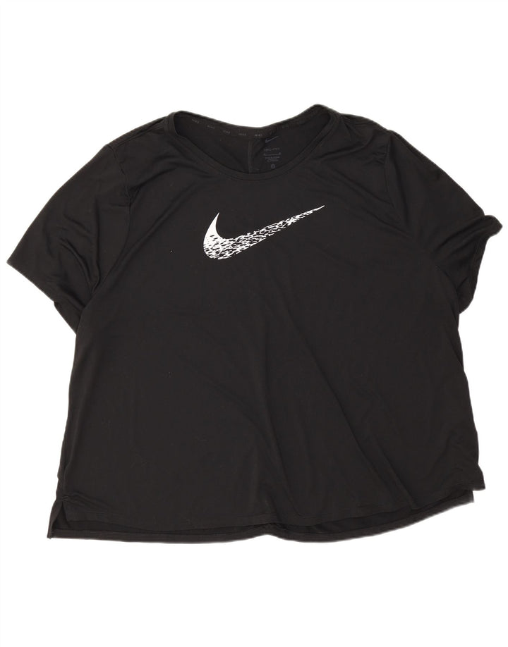 Nike Womens Dri Fit Oversized Graphic T-Shirt Top UK 22 3XL Black Polyester
