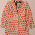 DESIGUAL Womens Longline Blazer Jacket EU 36 Small Orange Polka Dot